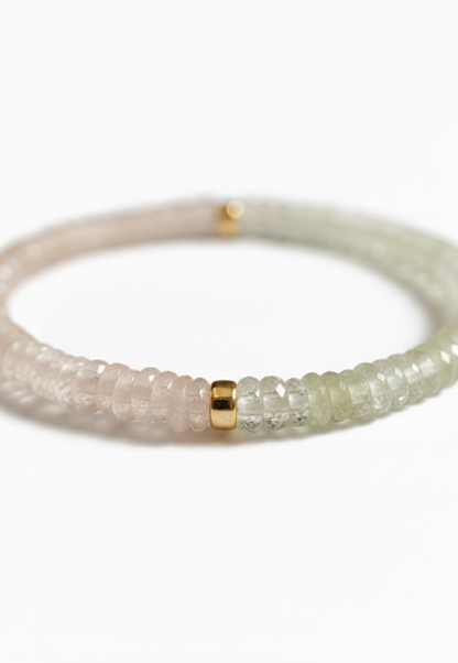 Prehnite + Rose Quartz Heishi Stretch Bracelet