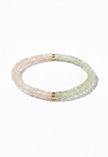 Prehnite + Rose Quartz Heishi Stretch Bracelet