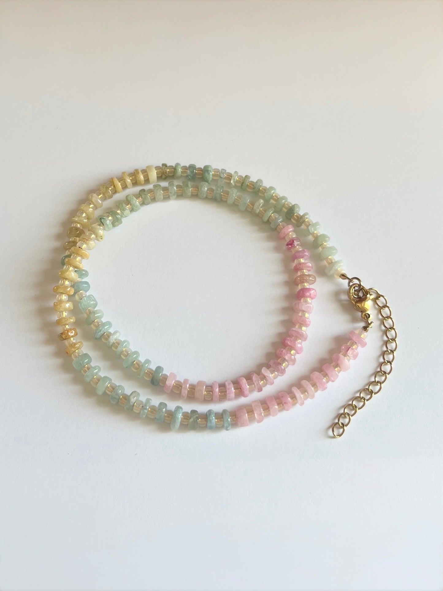 Natural Multi Aquamarine and Opal Necklace