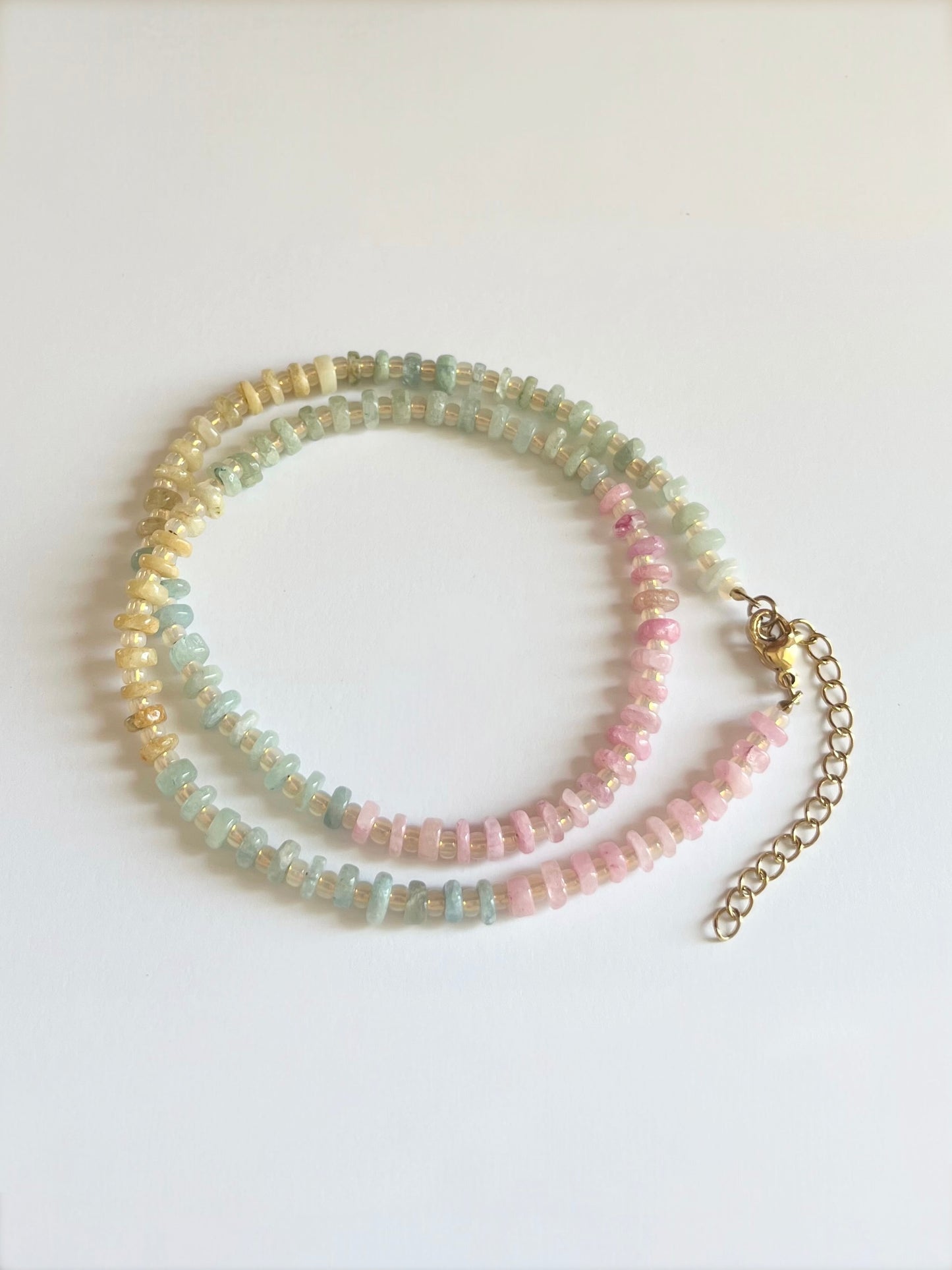 Natural Multi Aquamarine and Opal Necklace