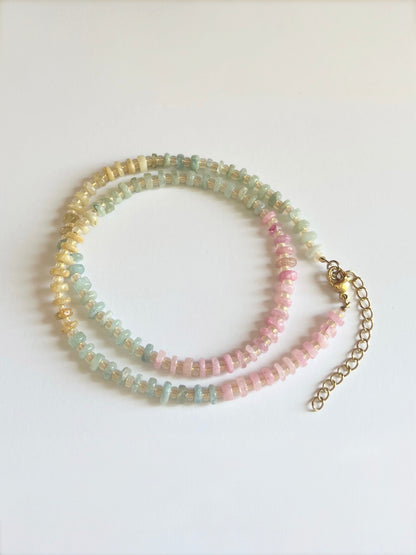 Natural Multi Aquamarine and Opal Necklace
