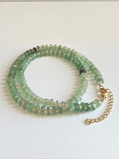 Green Strawberry Quartz and Opal Necklace