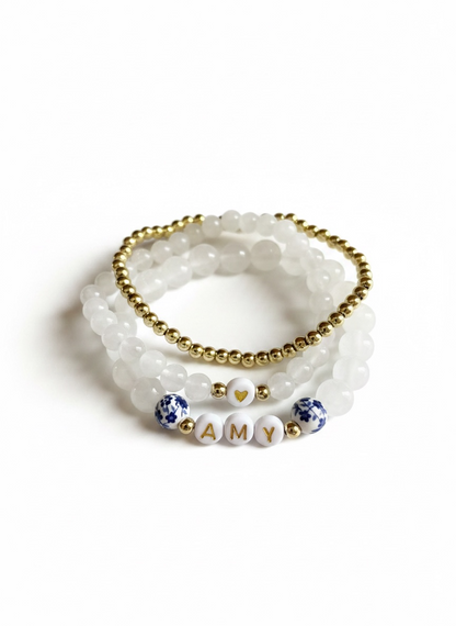 Set of 3 Custom Name Bracelet Stack