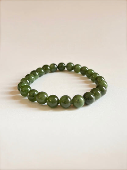 Canadian Green Jade Stretch Bracelet