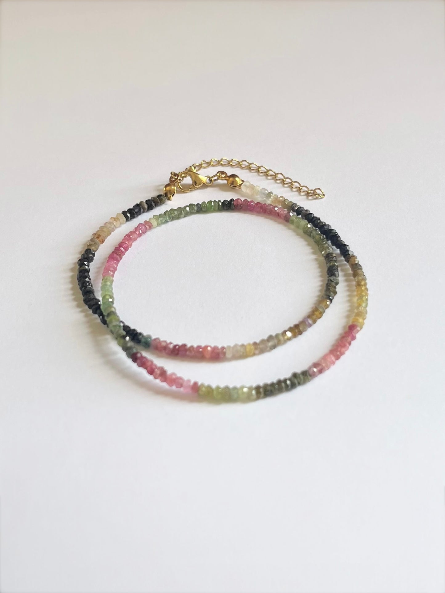 Adjustable Faceted Multi Tourmaline Necklace