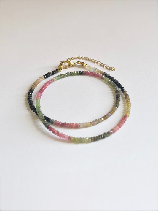 Adjustable Faceted Multi Tourmaline Necklace