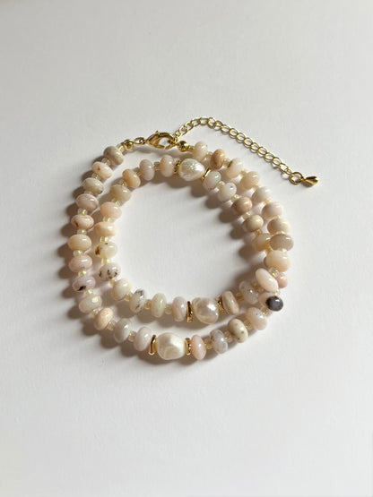 Pearl + Pink Opal Necklace