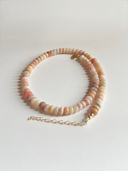 Chunky Beaded Pink Opal Necklace