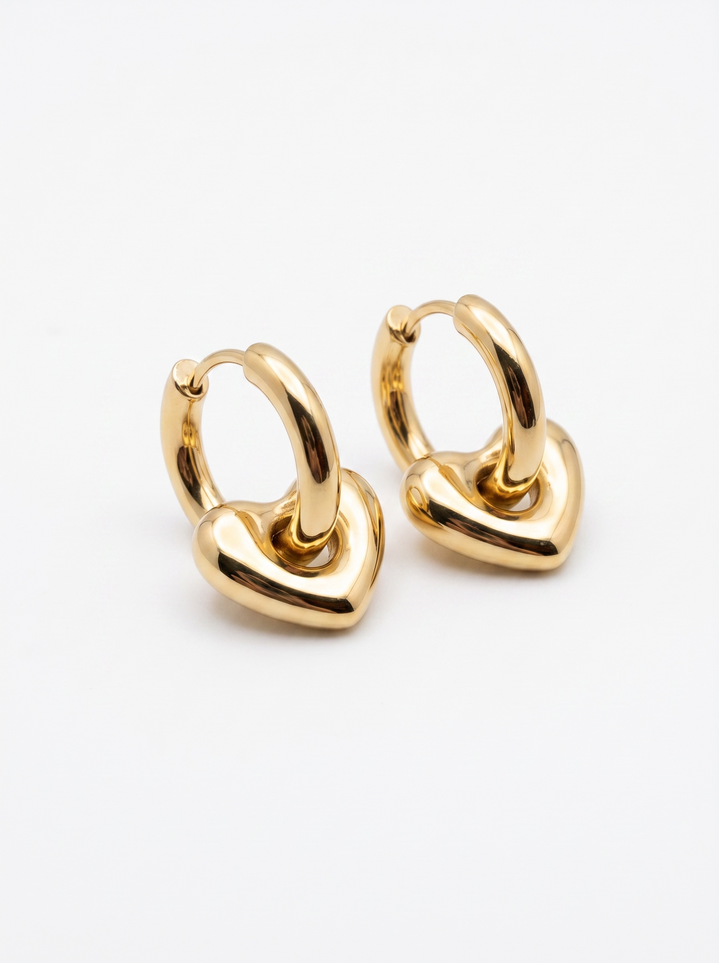Waterproof Gold Heart Huggie Hoop Earrings