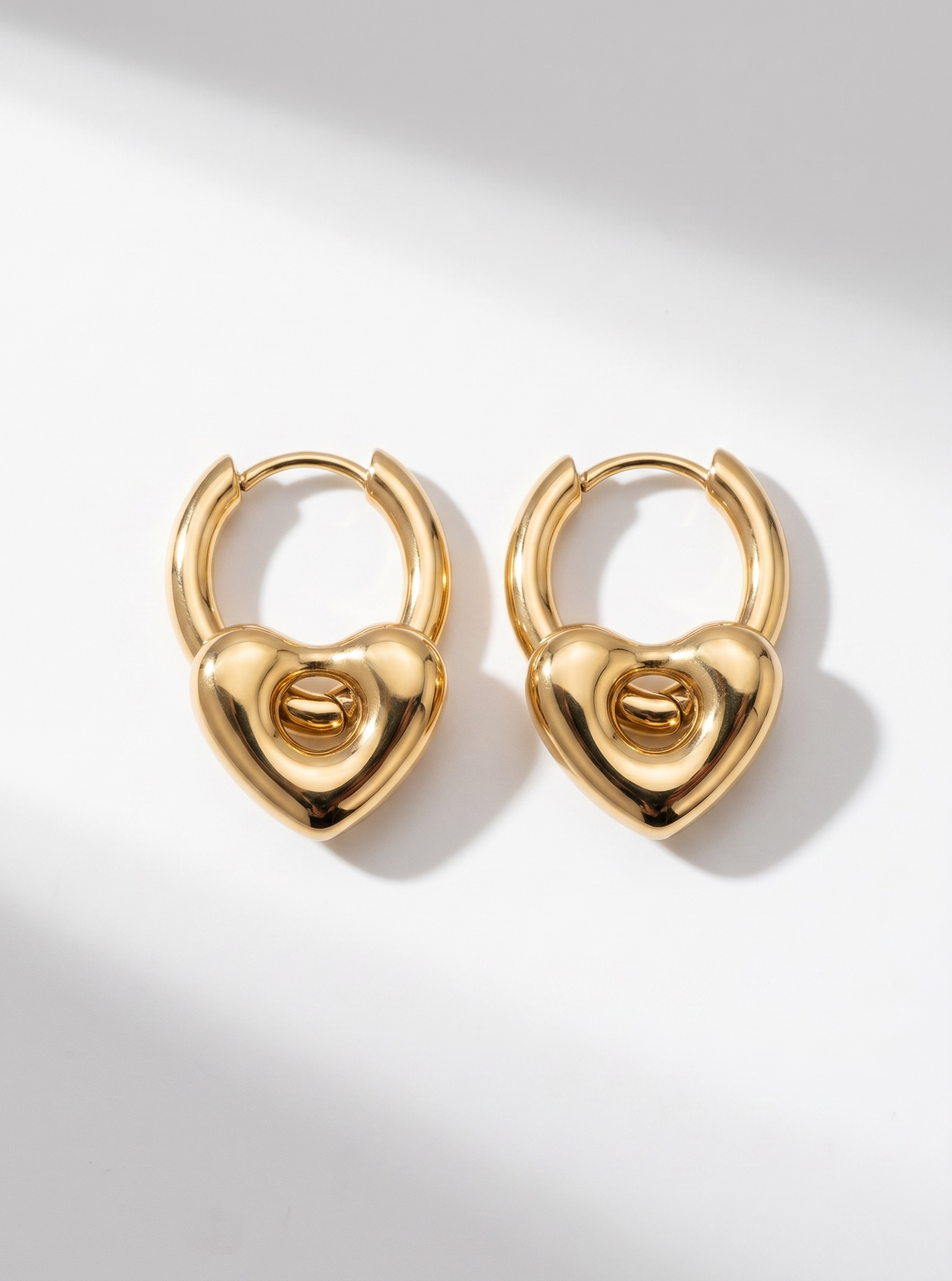 Waterproof Gold Heart Huggie Hoop Earrings