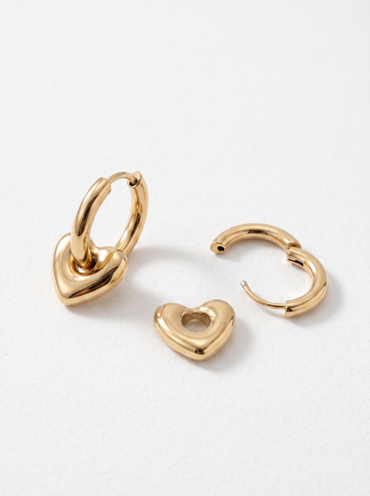 Waterproof Gold Heart Huggie Hoop Earrings