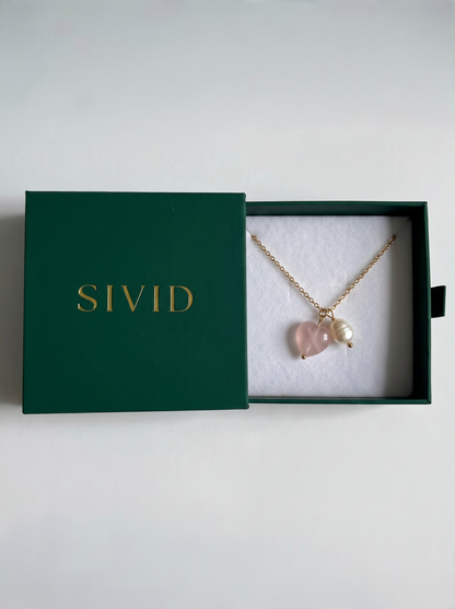 Rose Quartz Heart and Baroque Pearl Necklace