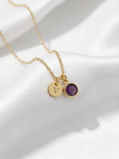 Personalized Birth Month and Initial Pair Necklace