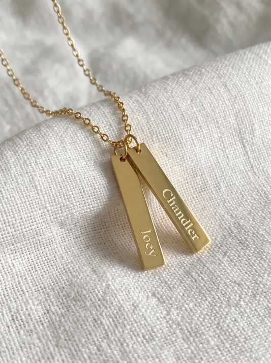 14k Gold Filled Set of 2 Bars Necklace with Custom Engraving