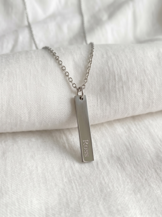 Stainless Steel Bar Necklace with Custom Engraving