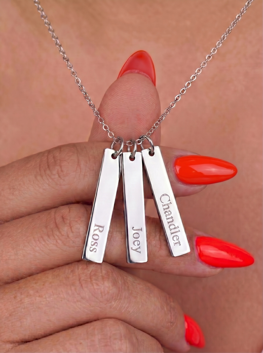 Sterling Silver Set of 3 Bars Necklace with Custom Engraving