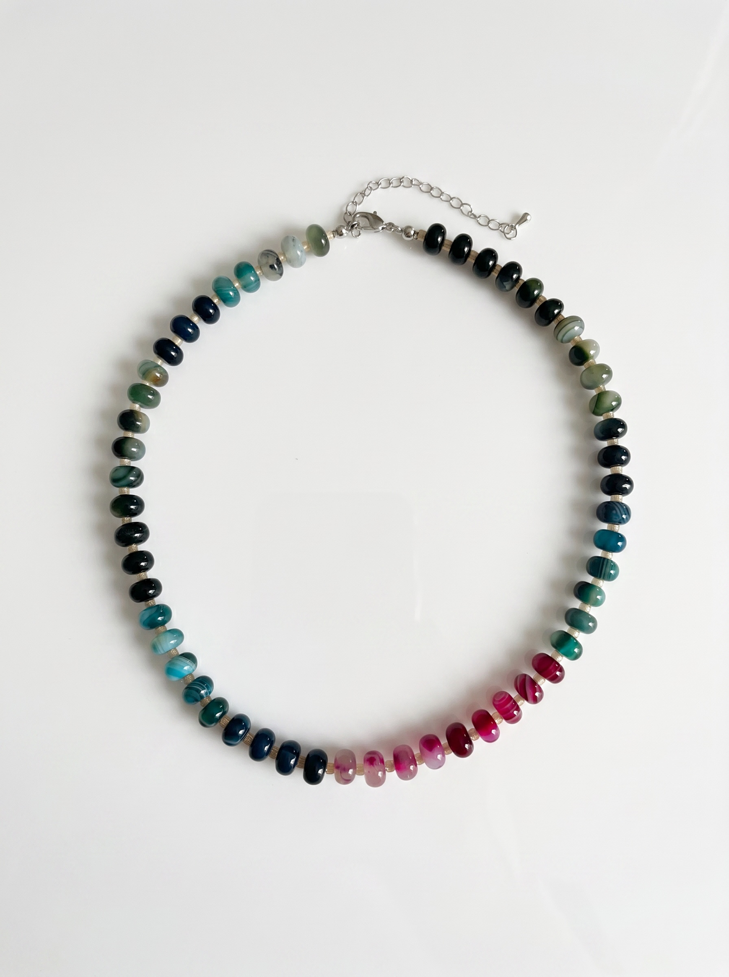 Blue, Green and Pink Agate Necklace