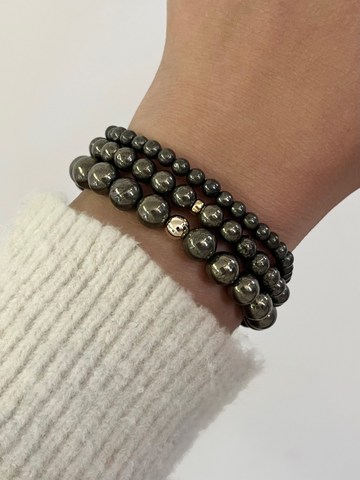 Pyrite + Gold Stretch Bracelet