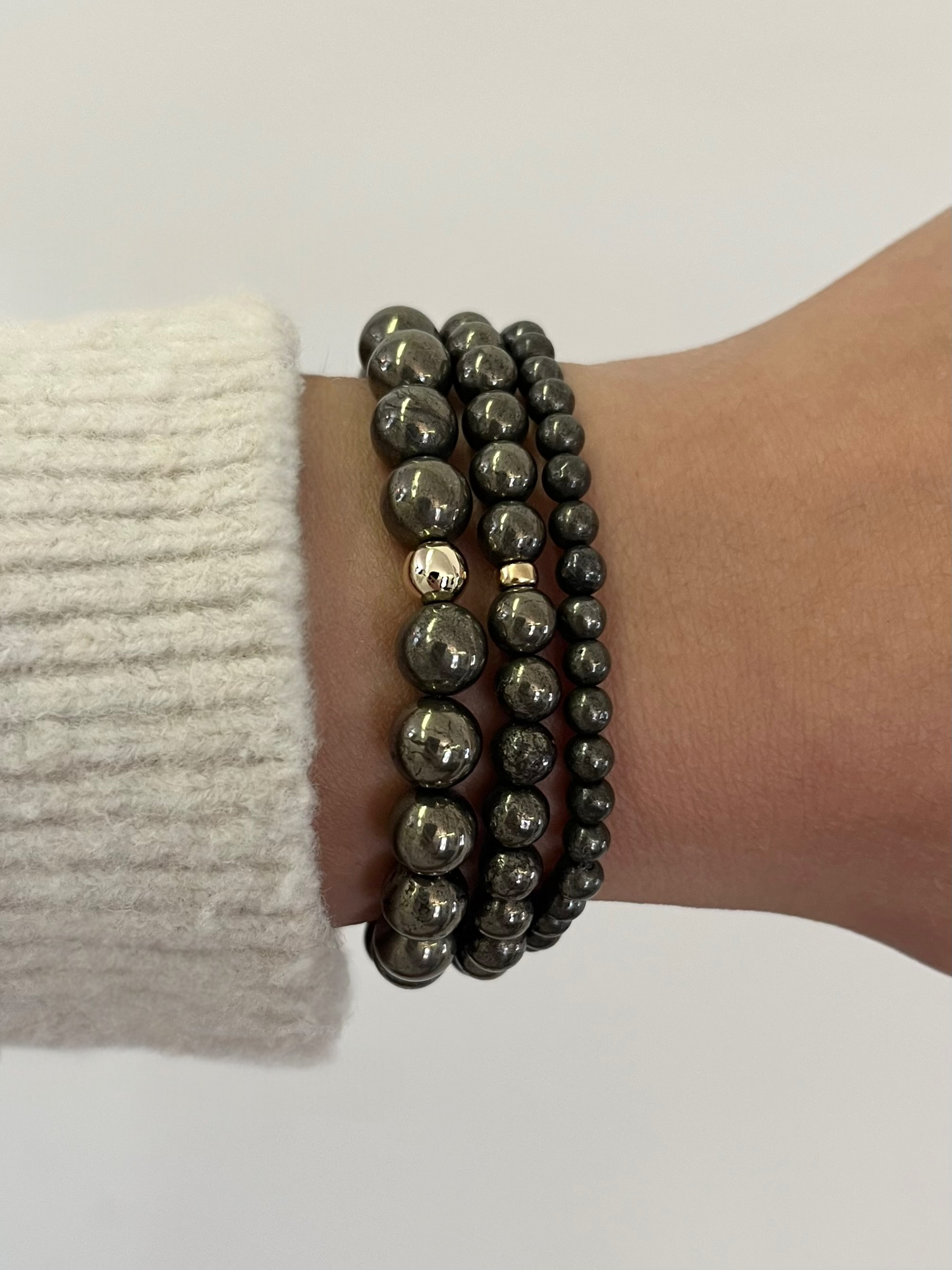 Pyrite + Gold Stretch Bracelet