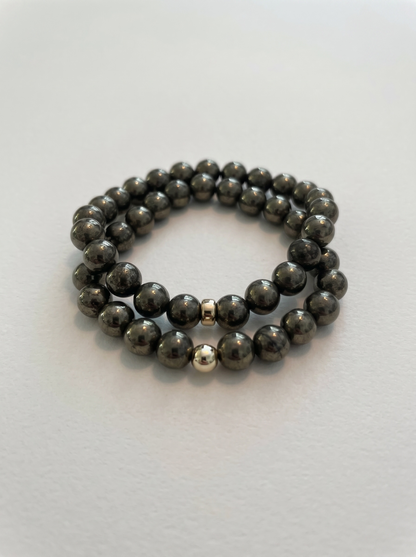 Pyrite + Gold Stretch Bracelet
