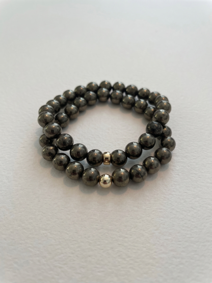 Pyrite + Gold Stretch Bracelet