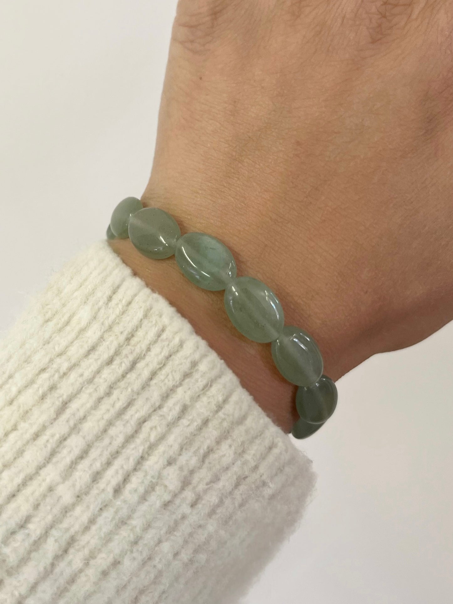 Natural Oval Green Aventurine Nugget Stretch Bracelet
