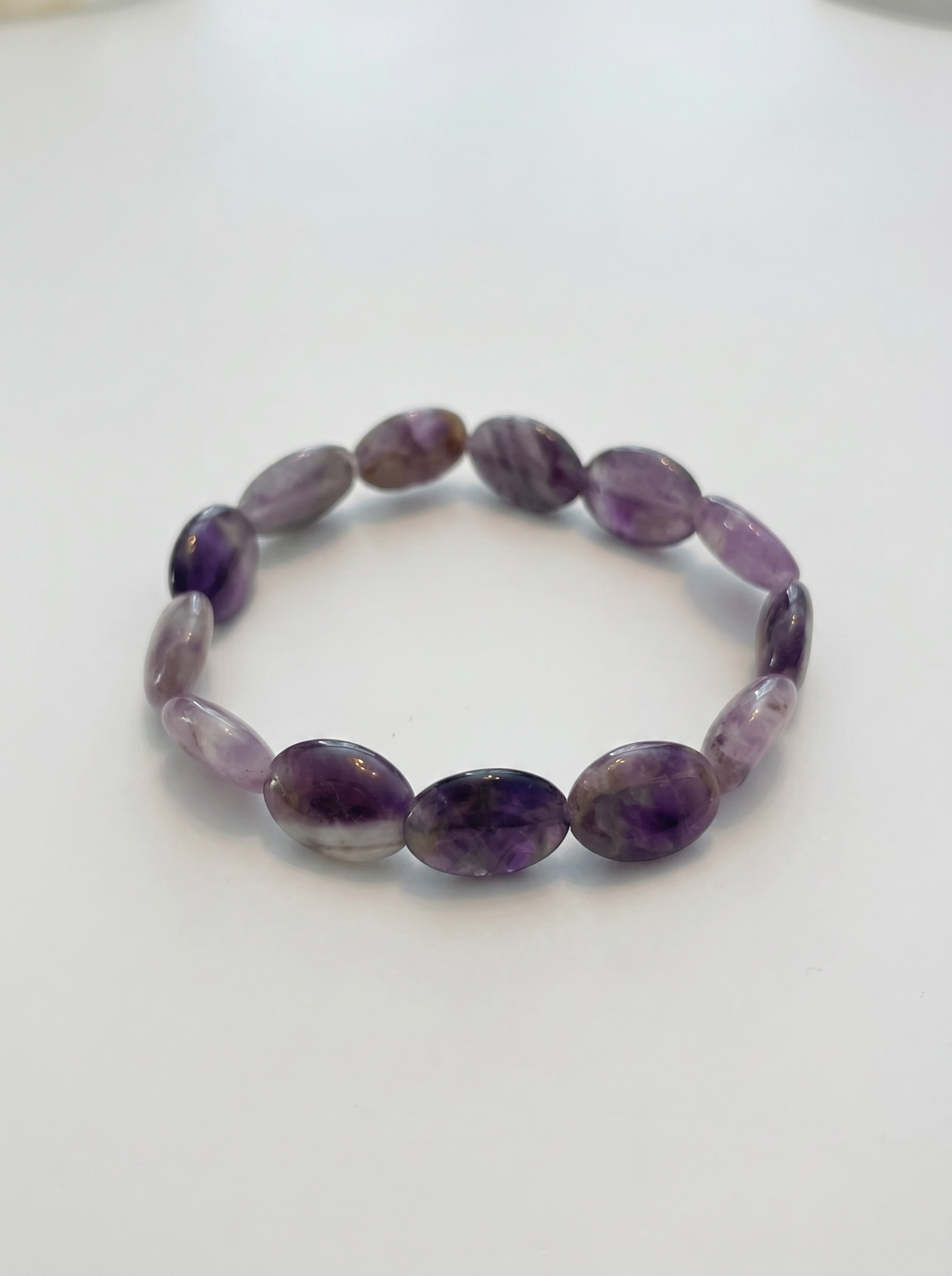 Natural Oval Amethyst Nugget Stretch Bracelet