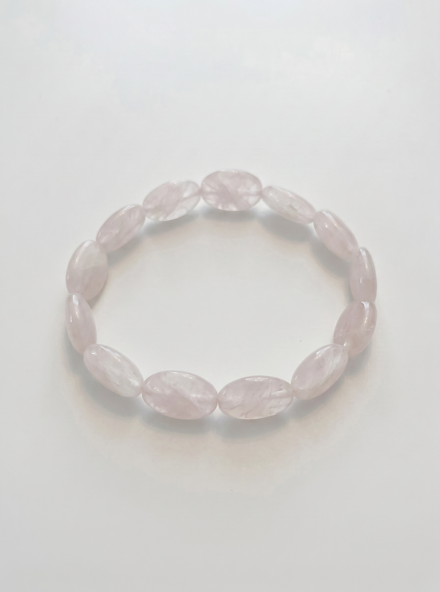 Natural Oval Rose Quartz Stretch Bracelet