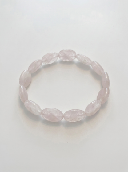 Natural Oval Rose Quartz Stretch Bracelet