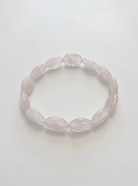Natural Oval Rose Quartz Stretch Bracelet