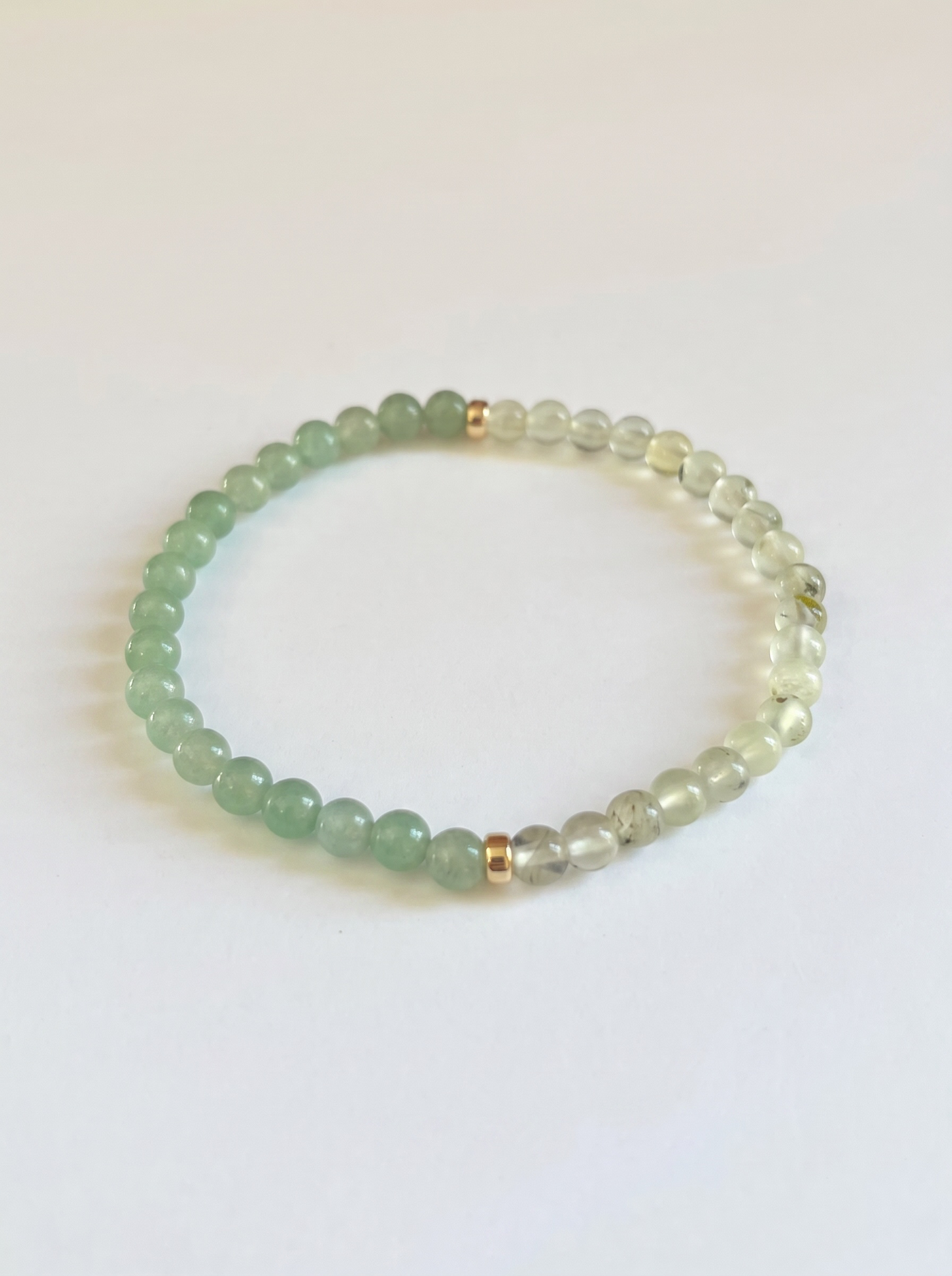 4mm Green Aventurine + Prehnite Stretch Bracelet