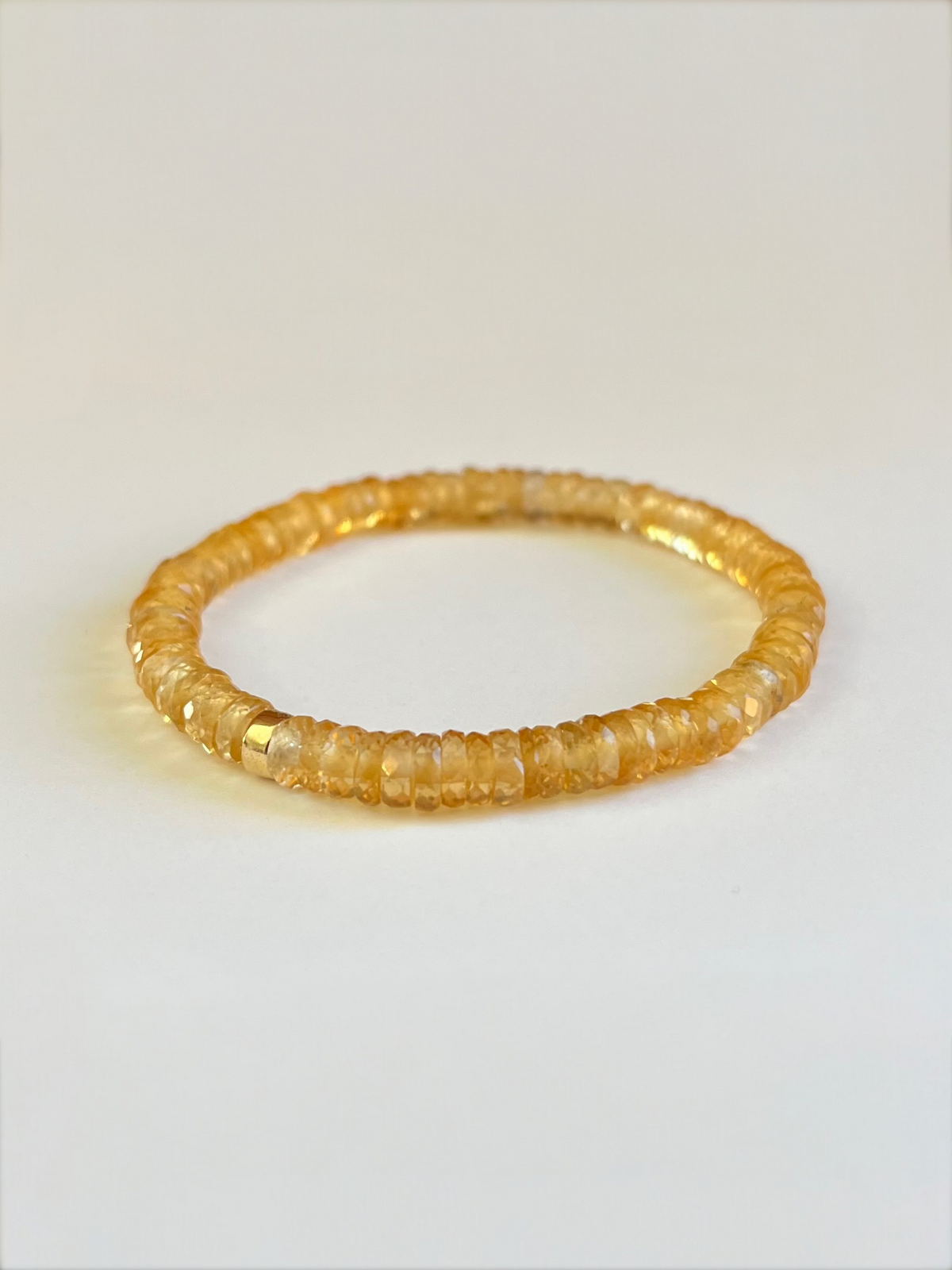 Faceted Citrine Heishi Stretch Bracelet with Gold
