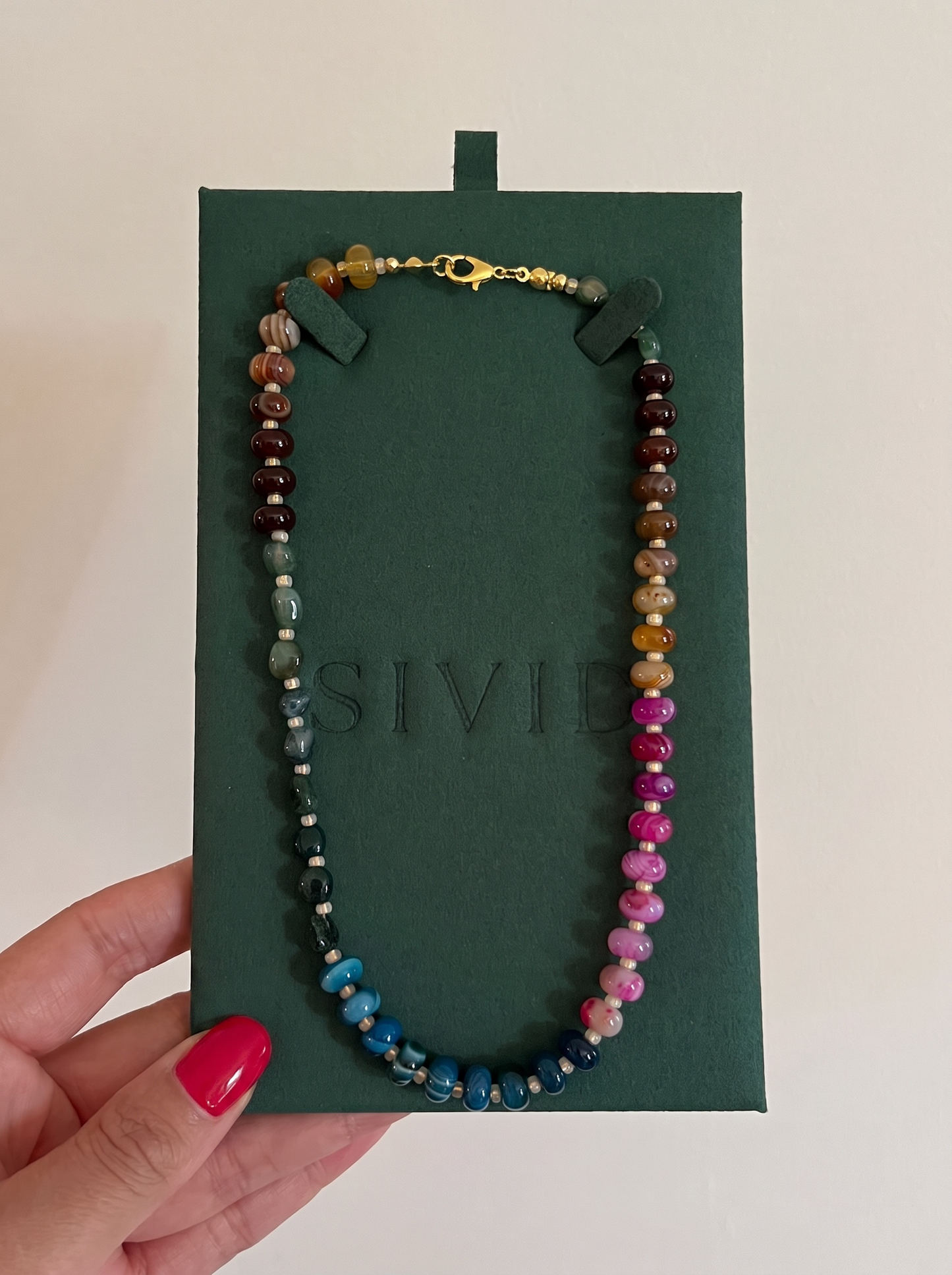 Tumbled Colourful Rainbow Agate Necklace