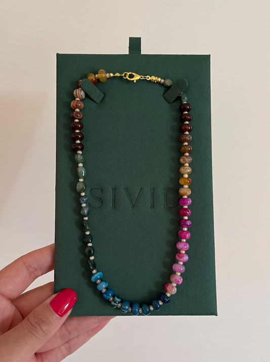 Tumbled Colourful Rainbow Agate Necklace