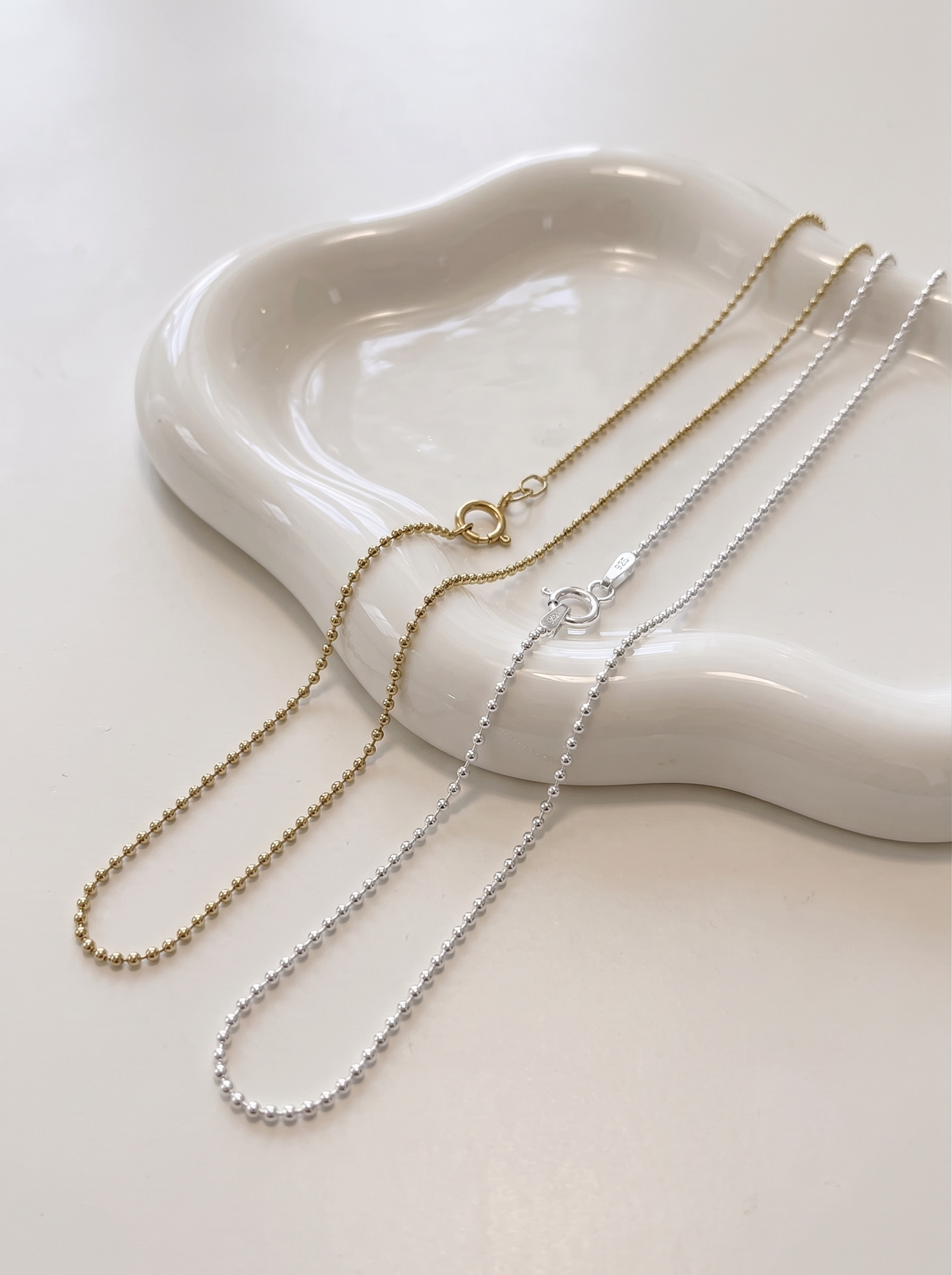 Gold or Silver Ball Chain Necklace