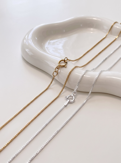 Gold or Silver Box Chain Necklace