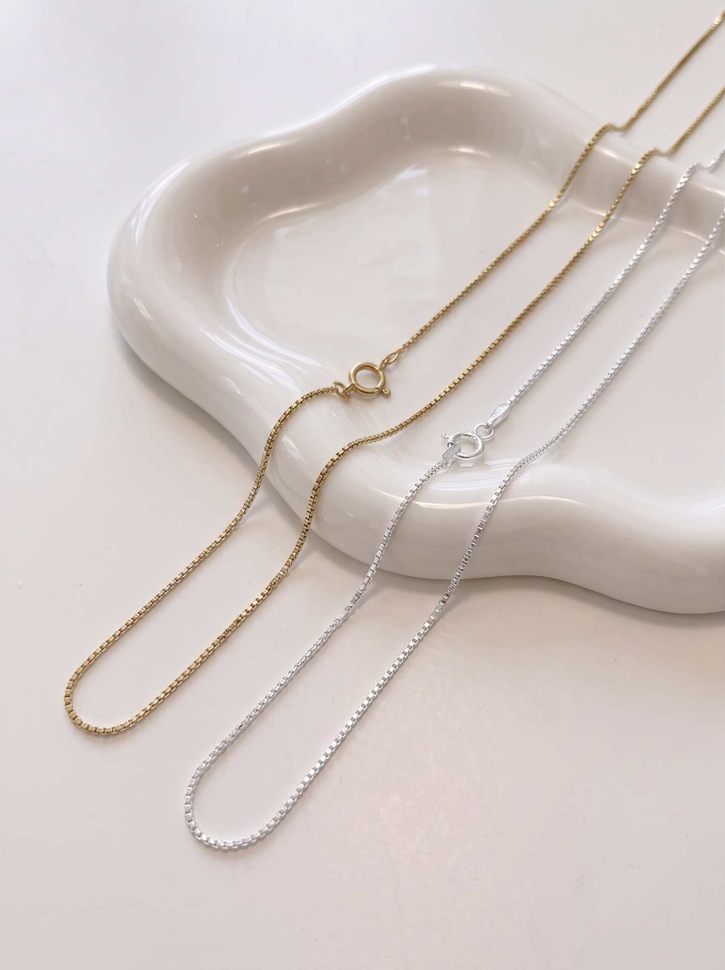 Gold or Silver Box Chain Necklace
