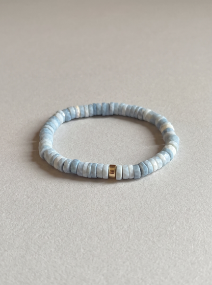 Faceted Blue Opal Heishi Stretch Bracelet