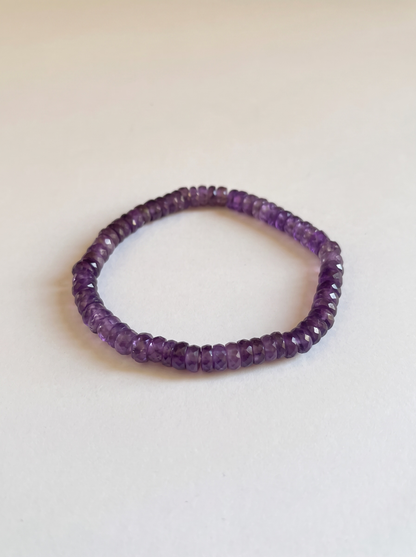 Faceted Heishi Amethyst Stretch Bracelet