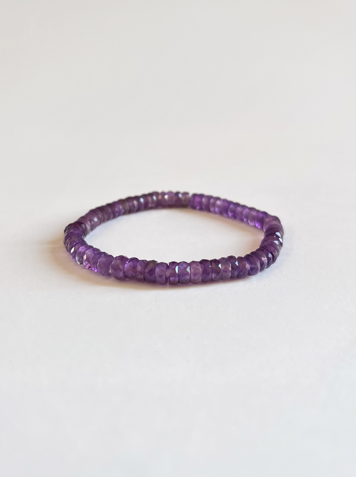 Faceted Heishi Amethyst Stretch Bracelet