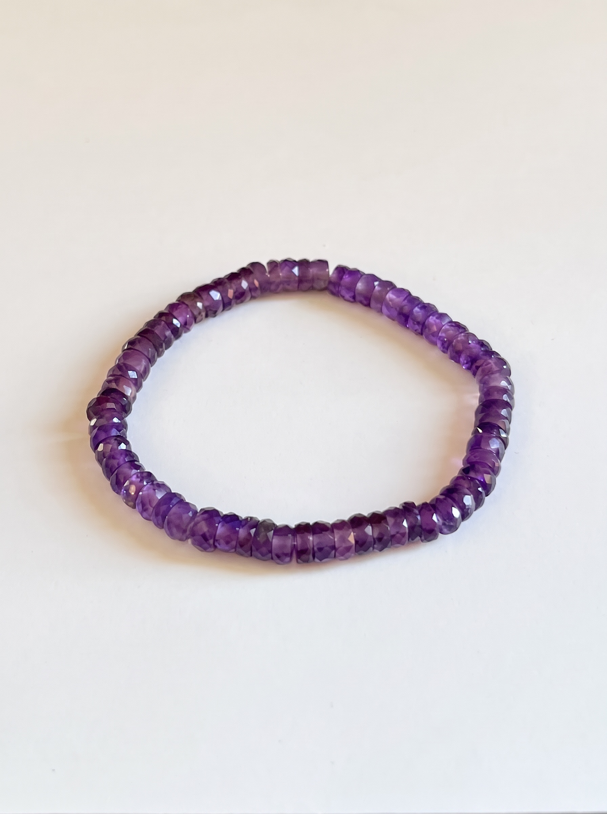 Faceted Heishi Amethyst Stretch Bracelet