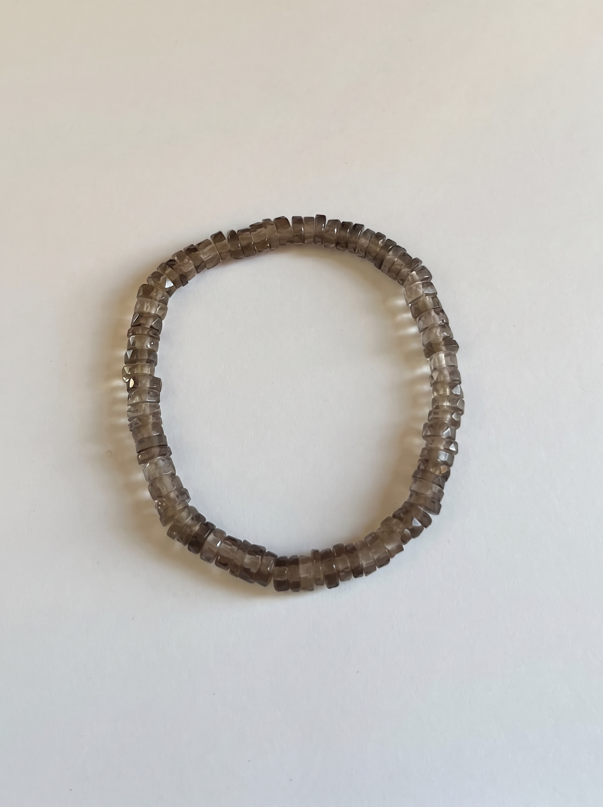 Faceted Smoky Quartz Heishi Stretch Bracelet