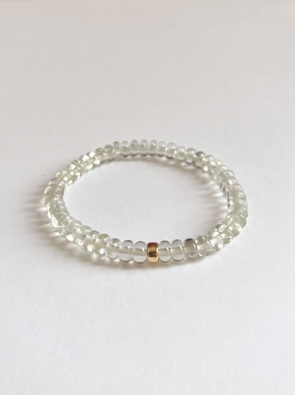 Brazilian Green Amethyst / Prasiolite Stretch Bracelet with Gold or Silver