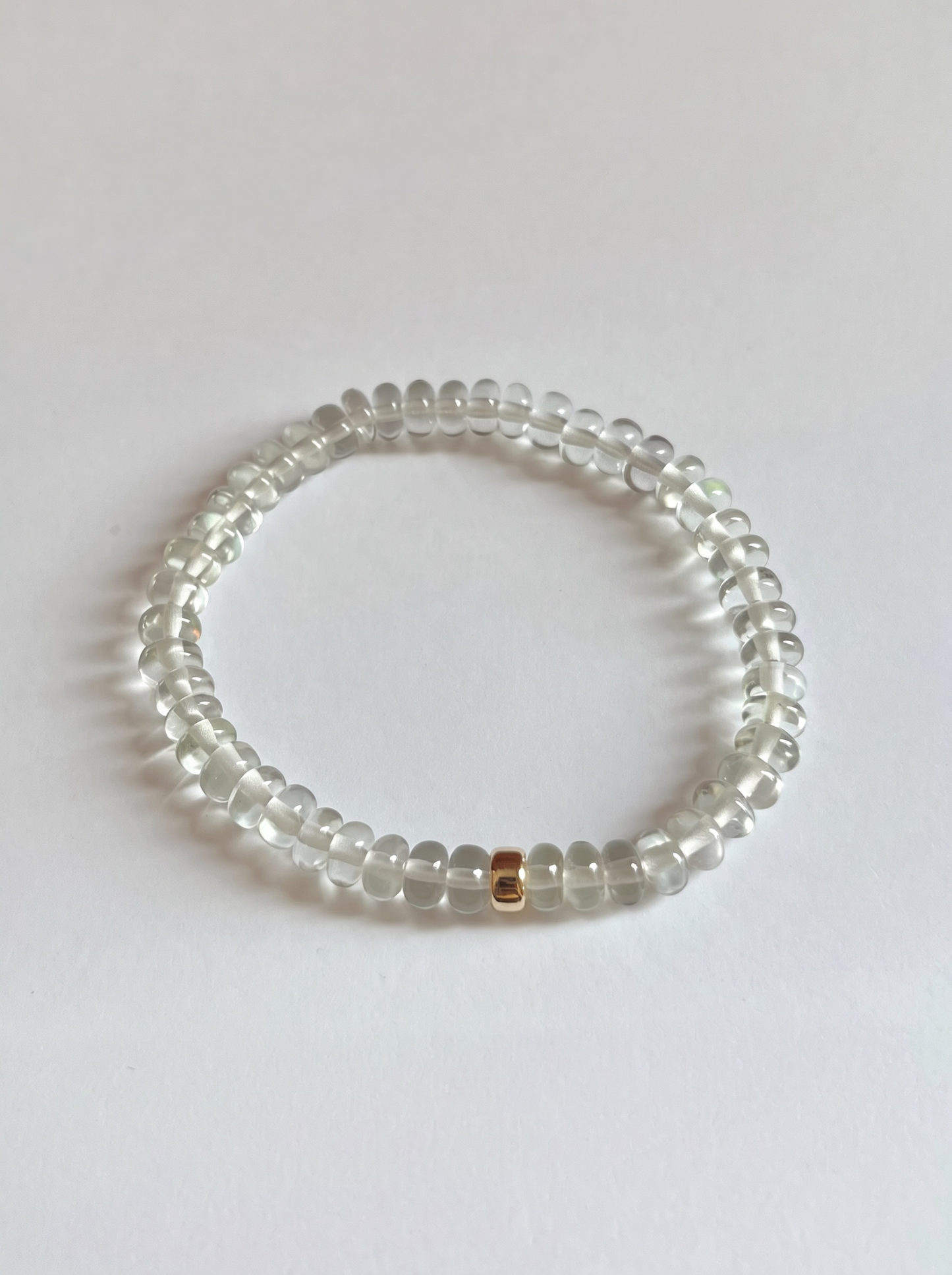 Brazilian Green Amethyst / Prasiolite Stretch Bracelet with Gold or Silver
