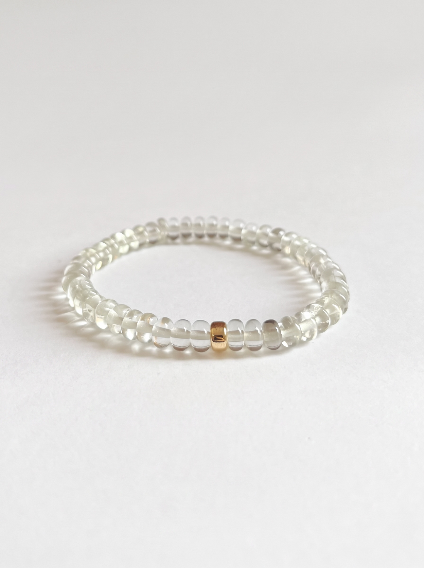 Brazilian Green Amethyst / Prasiolite Stretch Bracelet with Gold or Silver