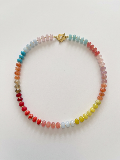 Sweet Berry Beaded Necklace with Flower Toggle Clasp