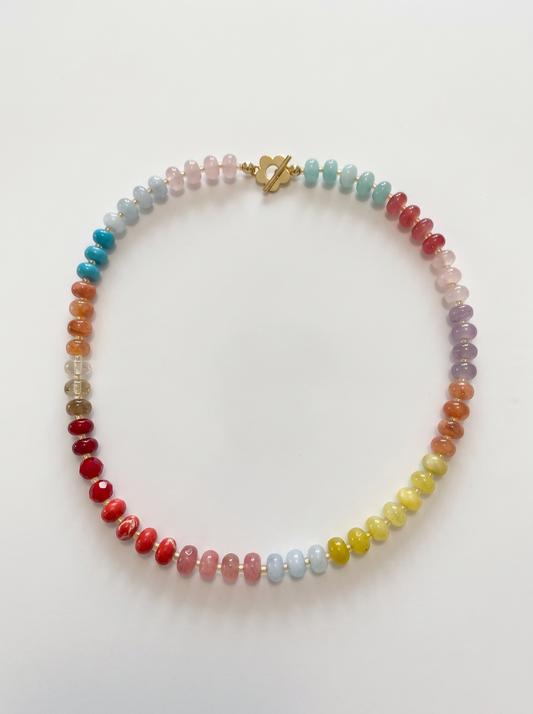 Sweet Berry Beaded Necklace with Flower Toggle Clasp