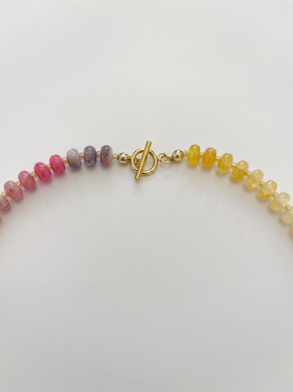 Cotton Candy Beaded Necklace with Circle Toggle Clasp