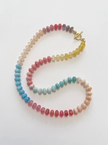 Cotton Candy Beaded Necklace with Circle Toggle Clasp