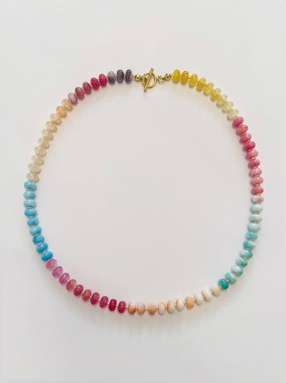 Cotton Candy Beaded Necklace with Circle Toggle Clasp